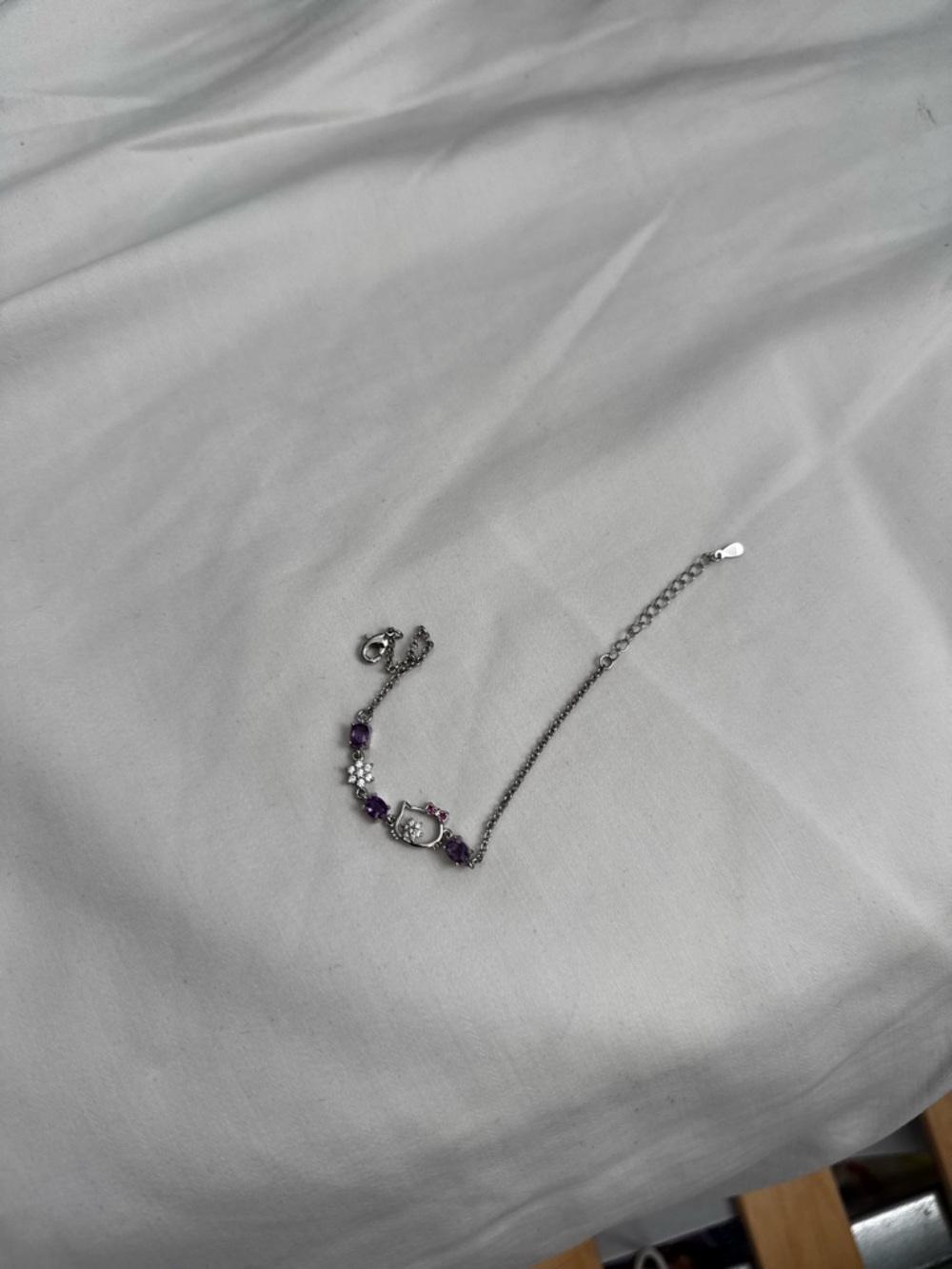 Hello Kitty Silver-Tone Bracelet with Purple Accents